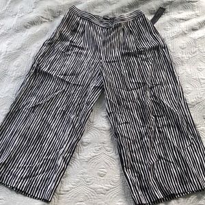 Black and White Striped Flowy Pant